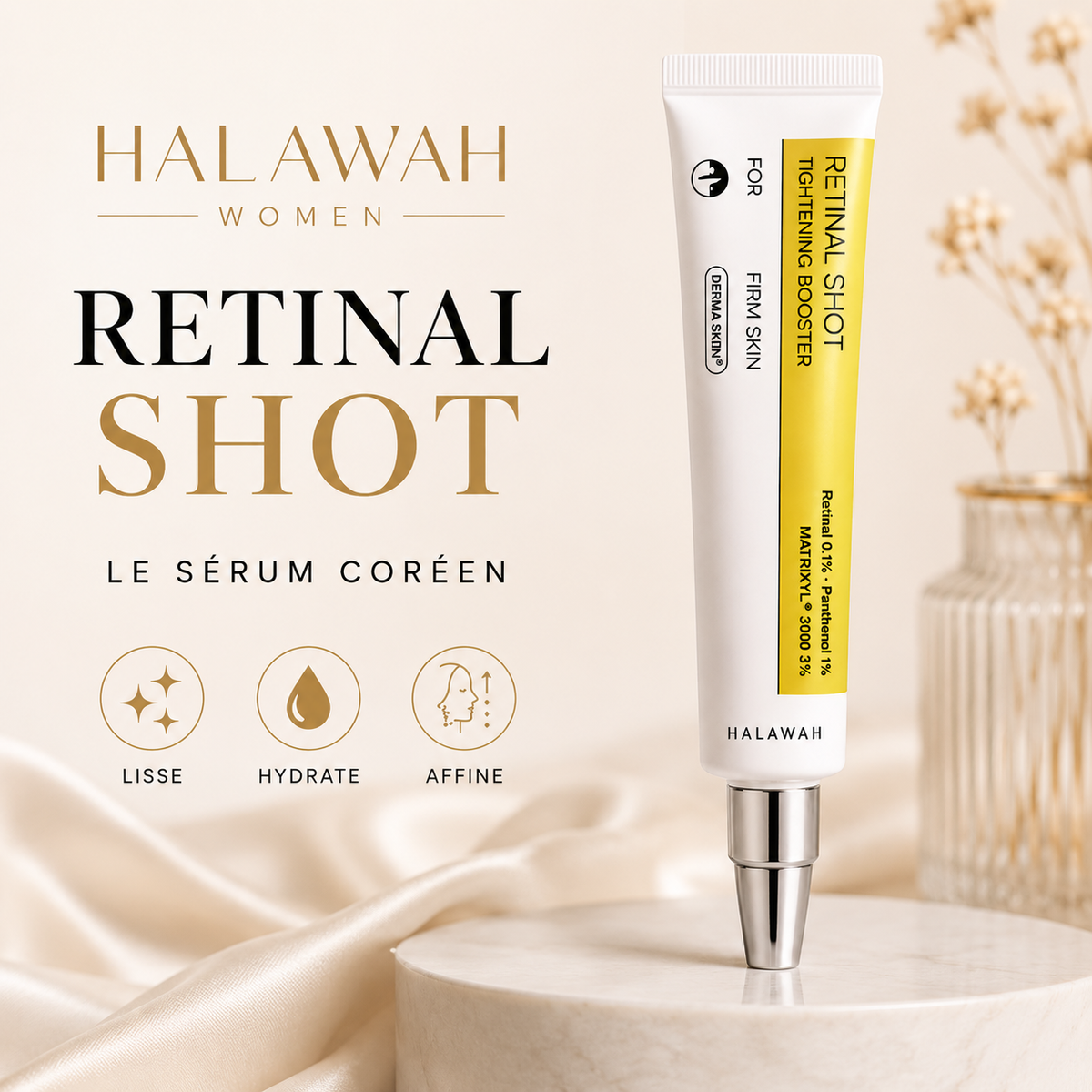 Retinal Shot HALAWAH — Sérum au rétinal 0,1 % pour les rides d’expression