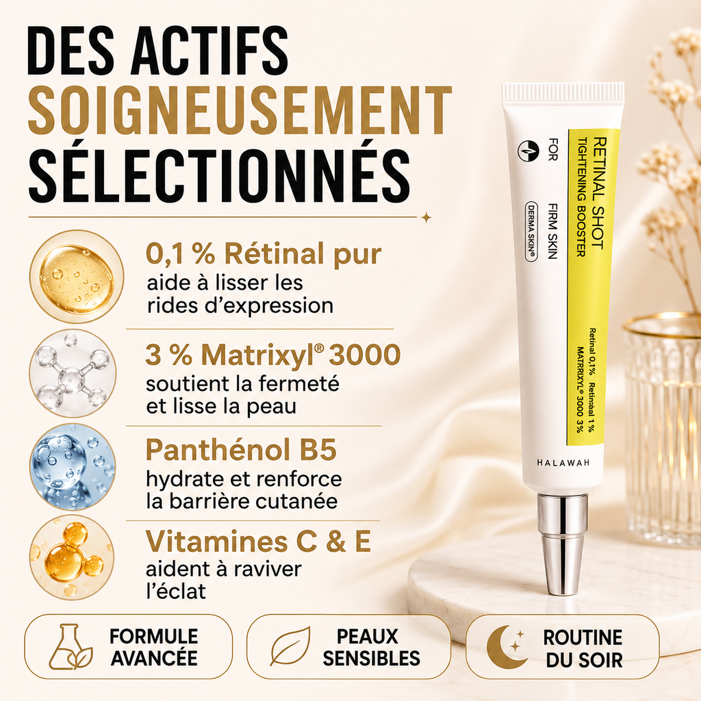 Retinal Shot HALAWAH — Sérum au rétinal 0,1 % pour les rides d’expression