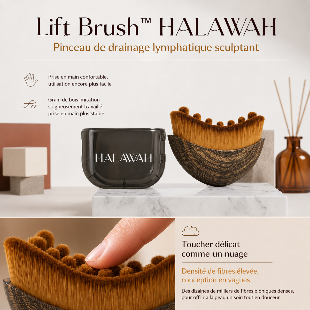 HALAWAH Lift & Sculpt™ Brosse lymphatique visage anti-gonflement & contours
