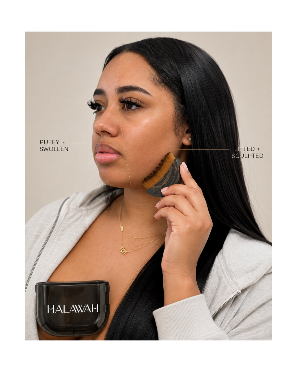 HALAWAH Lift & Sculpt™ Brosse lymphatique visage anti-gonflement & contours